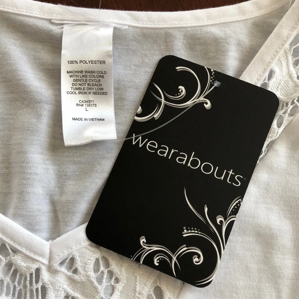 Wearabouts White‎ Floral Caftan Dress White Swim Cover-Up L